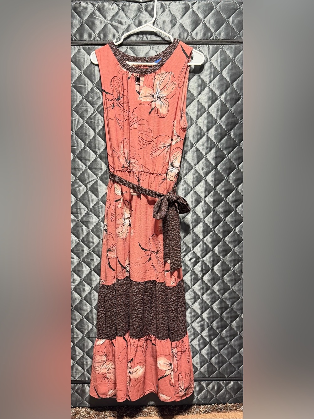Apt. 9 Coral and Black Printed Dress with Blue Label